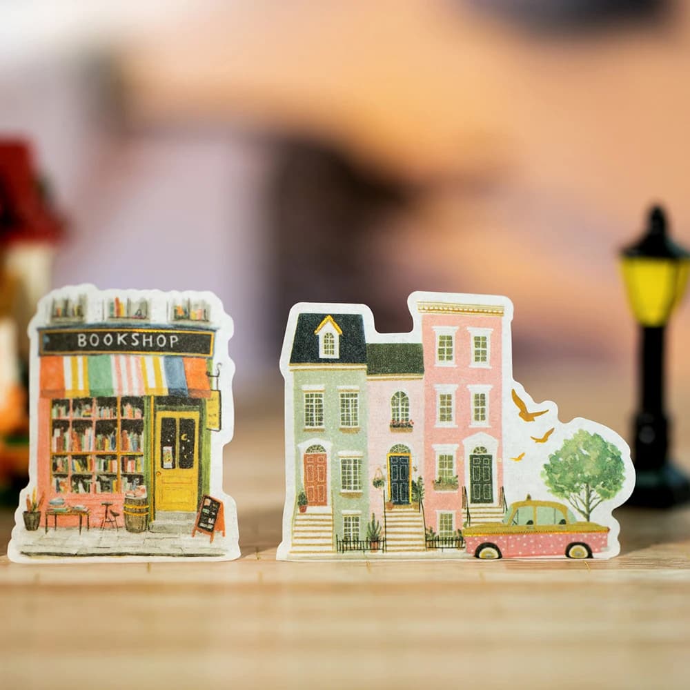 1 à 6 rouleaux de rubans Washi à thème maisons de ville en bord de route, matériel pour scrapbooking, parfait pour le journalisation et les fournitures de scrapbooking DIY