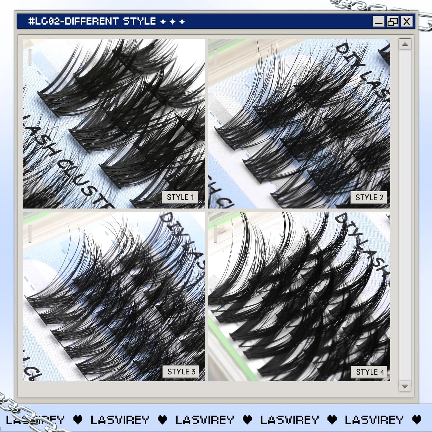 Lasvirey Kit de faux cils en touffes à faire soi-même : extensions de cils individuelles 4 en 1, volume et volume, avec colle et fixateur.