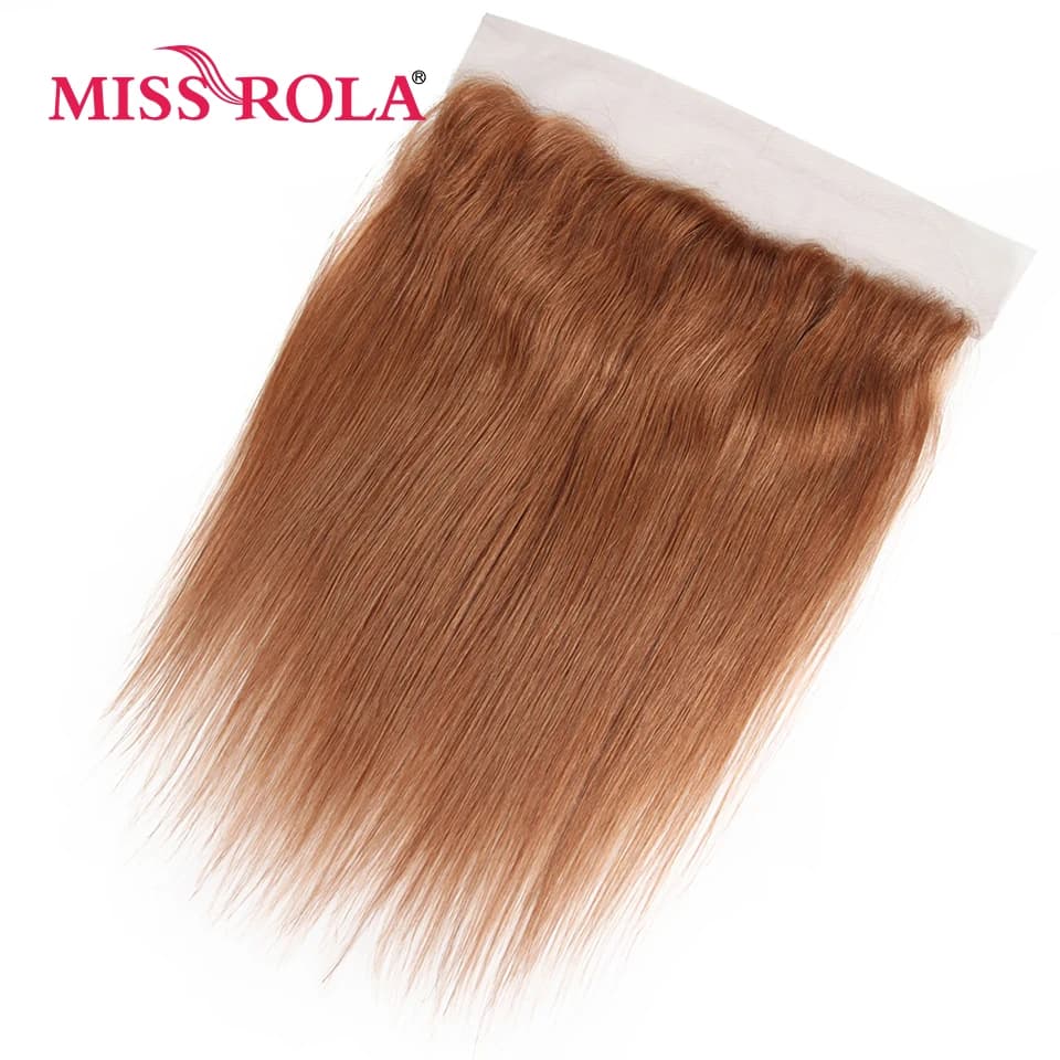 Miss Rola 13x4 Lace Frontal Closure Cheveux Humains Brésiliens Remy Lisses de l'oreille à l'oreille Couleur Ombrée avec Baby Hair