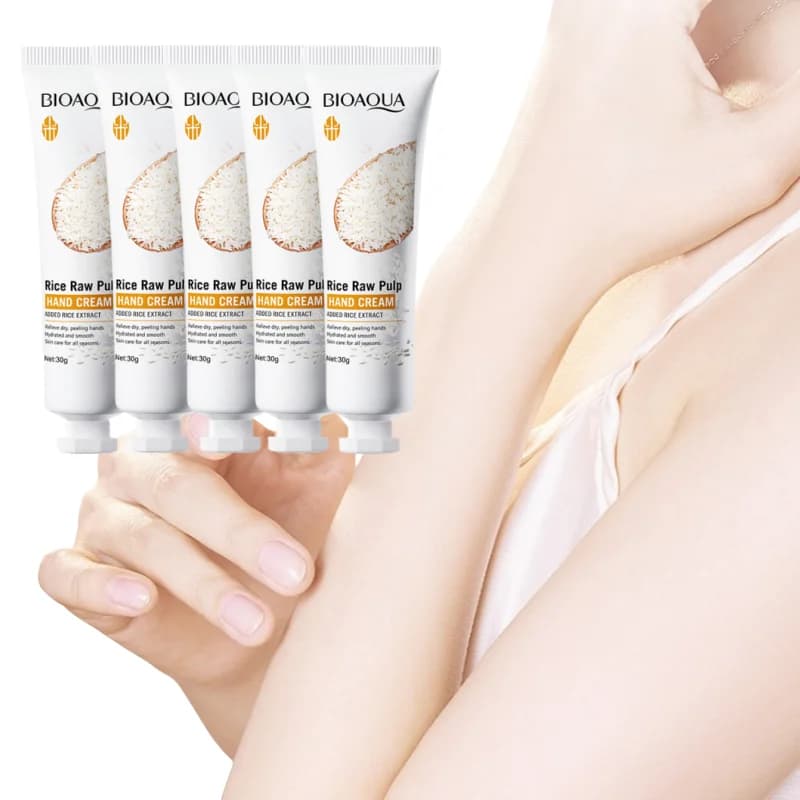 Crème pour les mains au riz, contenant de l'extrait de riz, hydrate et nourrit sans rendre la peau grasse, nourrit en profondeur, texture délicate, soin des mains, entretien saisonnier, emballage port