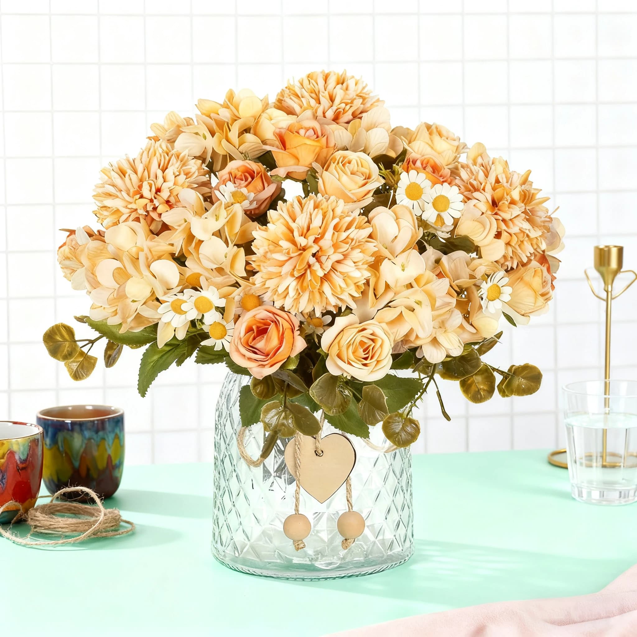 Fleurs artificielles de camomille, combinaison pour la décoration intérieure, fournitures de haute qualité pour mariage, mariée, photographie, bricolage, cadeau, vente chaude