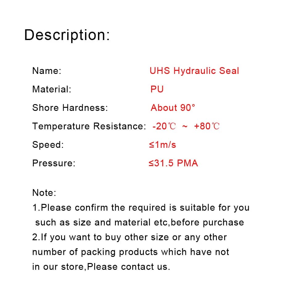 Joint d'huile hydraulique de type UHS UN PU