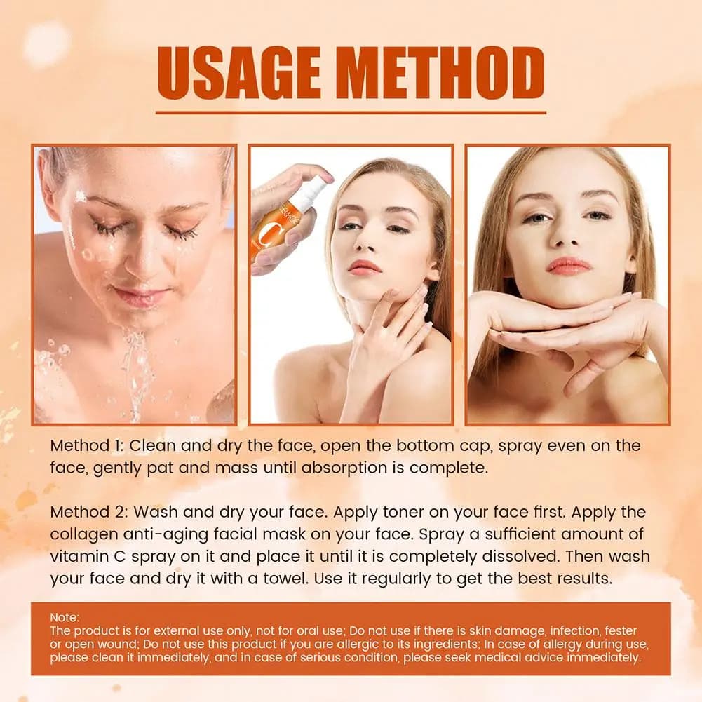 Brume hydratante à la vitamine C, essence hyaluronique nourrissante, améliore la peau élastique, soin de la peau frais, sans paquet d'eau, sérum vaporisateur