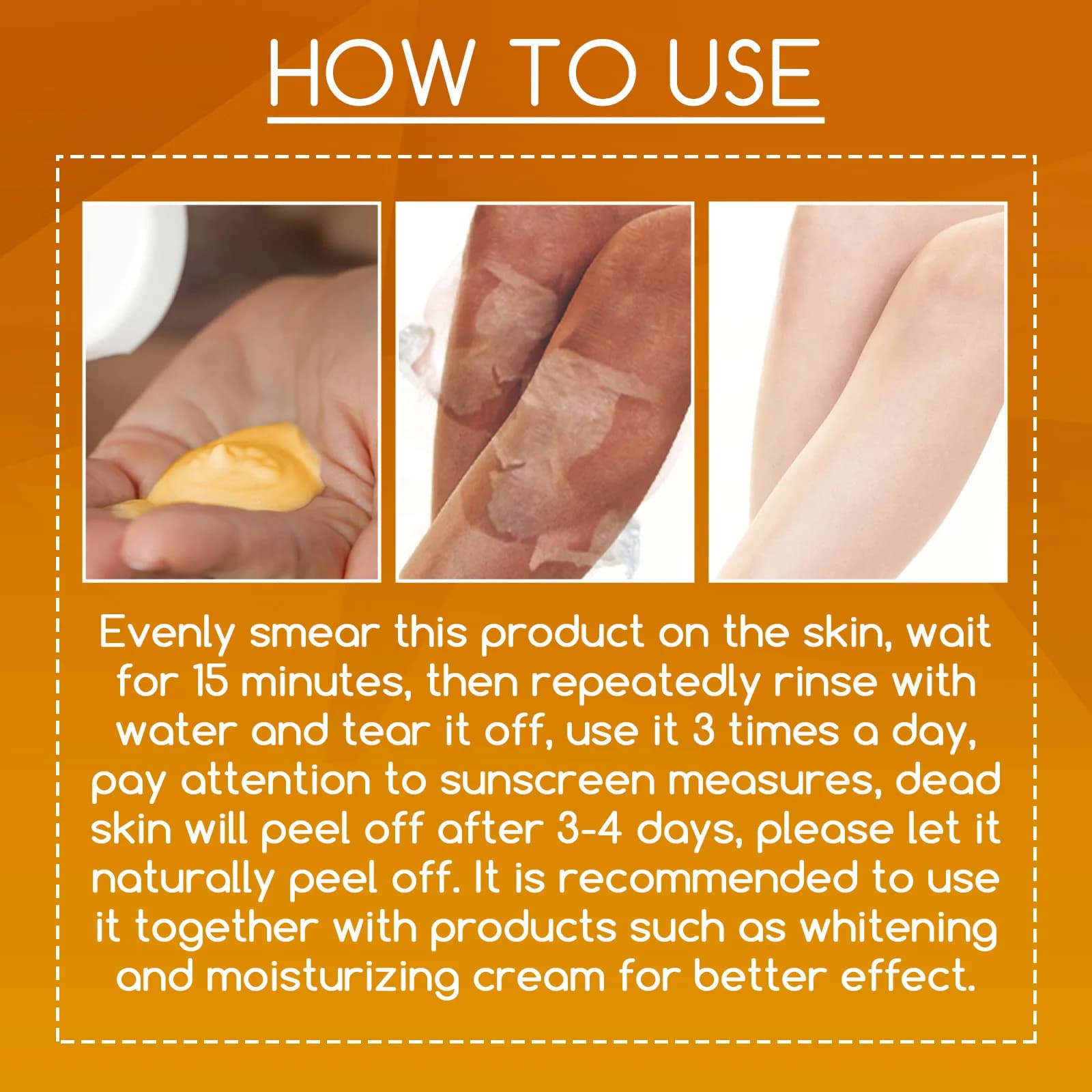 Lotion Peeling à l'orange pour la peau foncée, exfoliante, élimine les peaux mortes, nettoyage, hydratant, éclaircissant, huile de Peeling forte