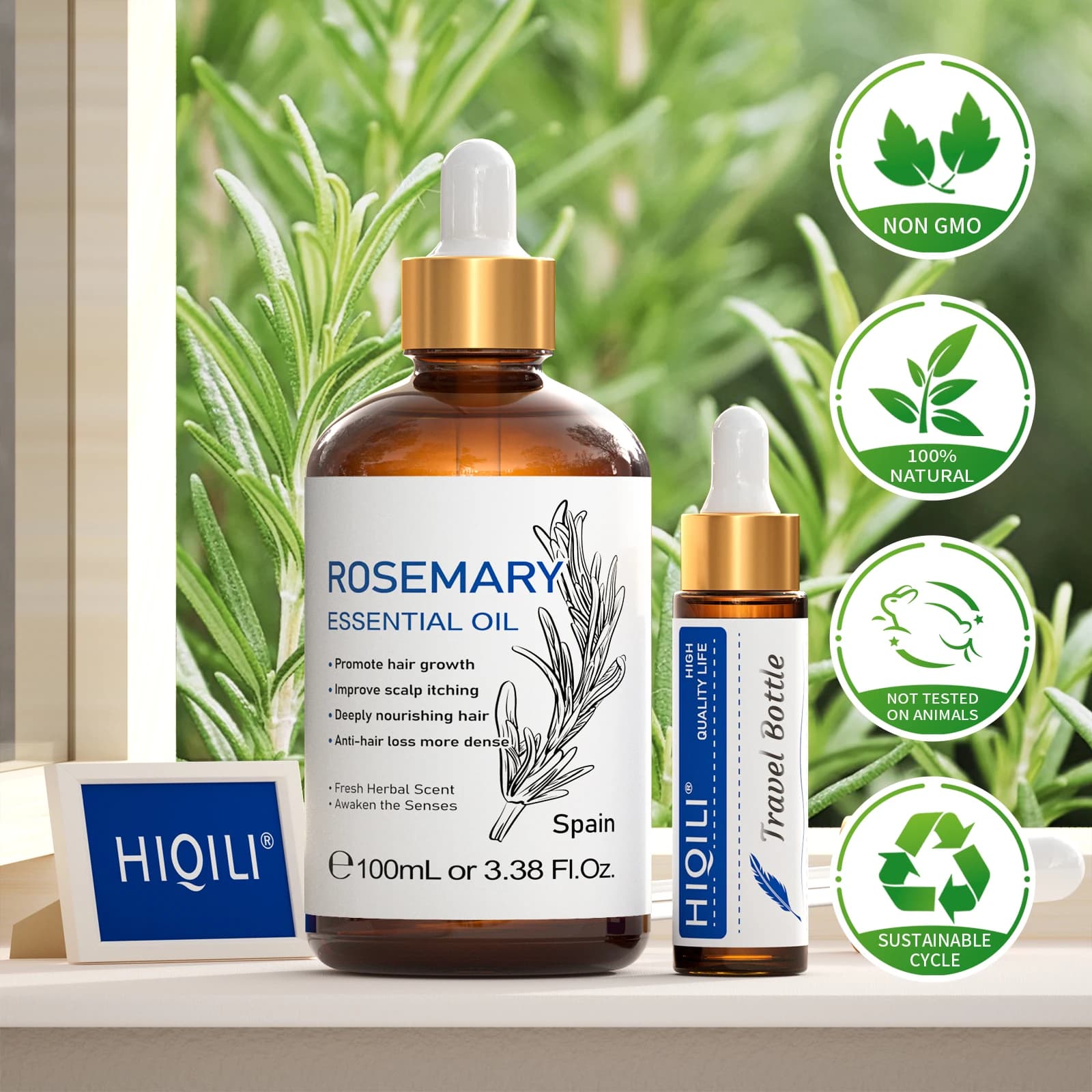 HIQILI Huiles essentielles d'eucalyptus citronné 100 ml, 100 % pures, pour diffuseur/humidificateur, parfum d'intérieur, désodorisant pour voiture