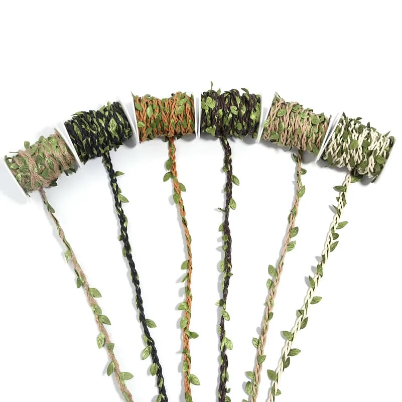 5 Yards/Rouleau de feuilles de vigne artificielles en corde de chanvre