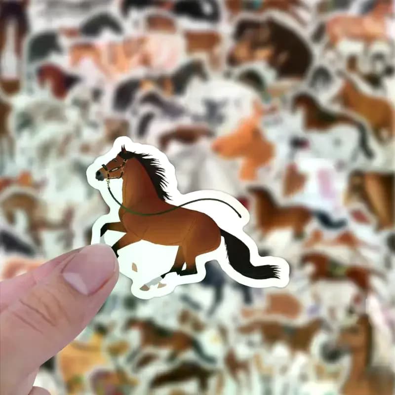 Charmants autocollants de dessin animé de cheval au galop