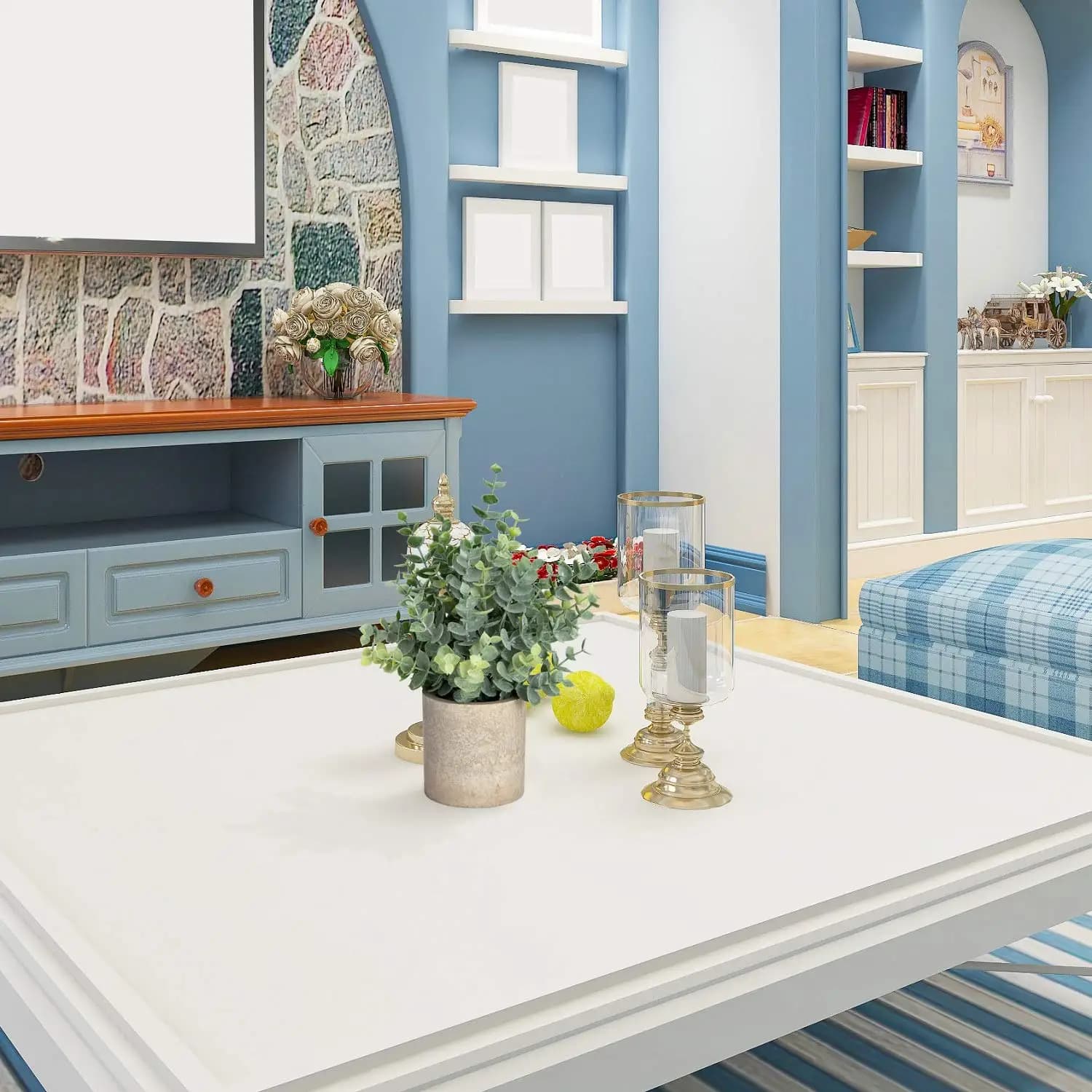 Paquet de 2 petites fausses plantes d'eucalyptus