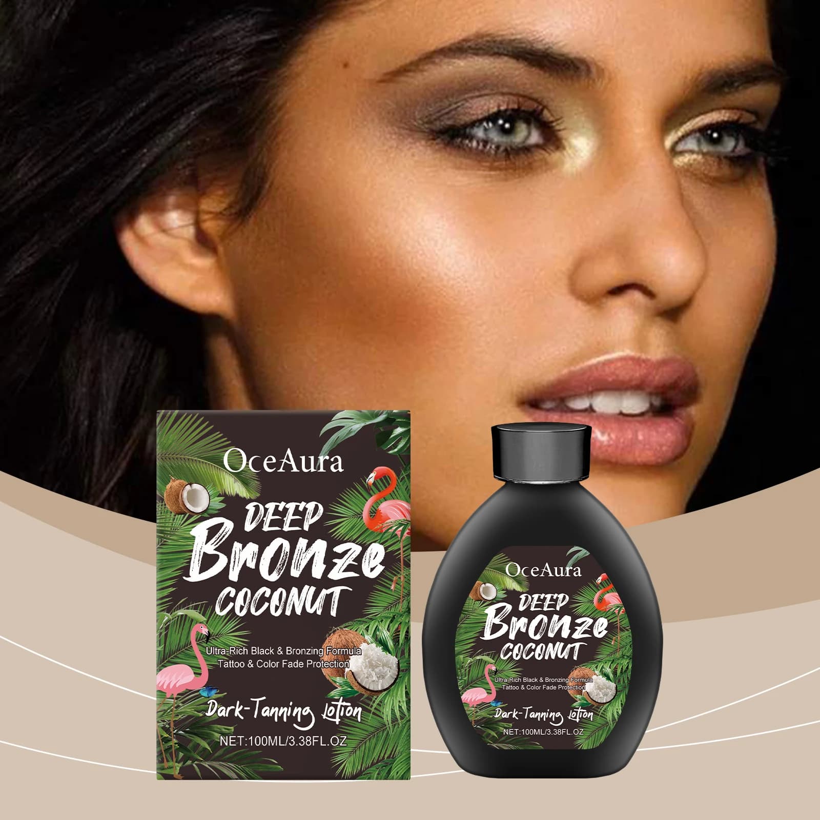 Lotion bronzante à la noix de coco, lotion auto-bronzante estivale pour un bronzage naturel et une peau couleur blé, hydratante et unifiante pour le teint.