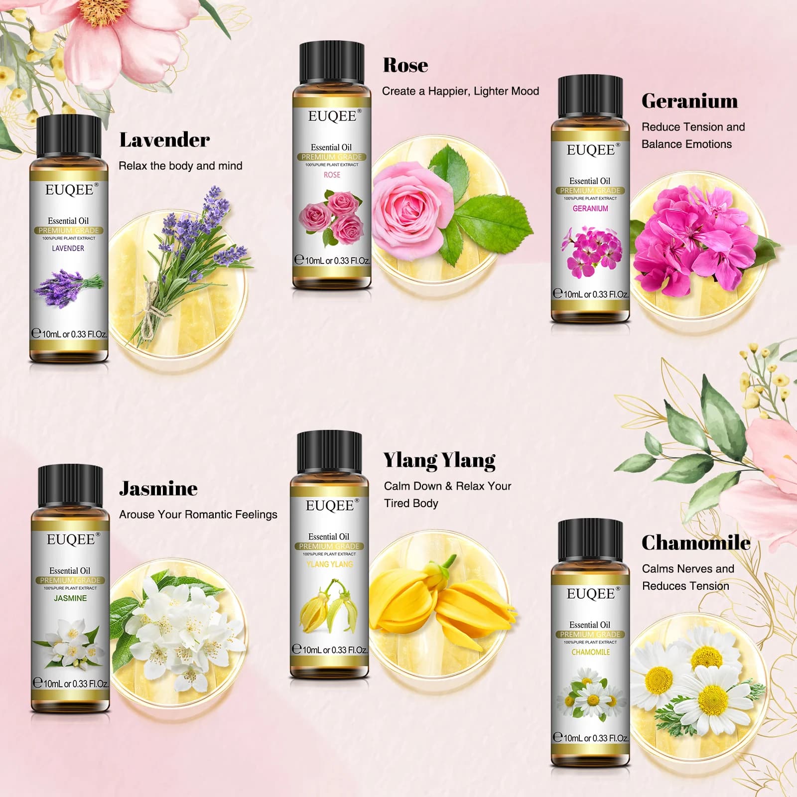 EUQEE – ensemble d'huiles essentielles série florale