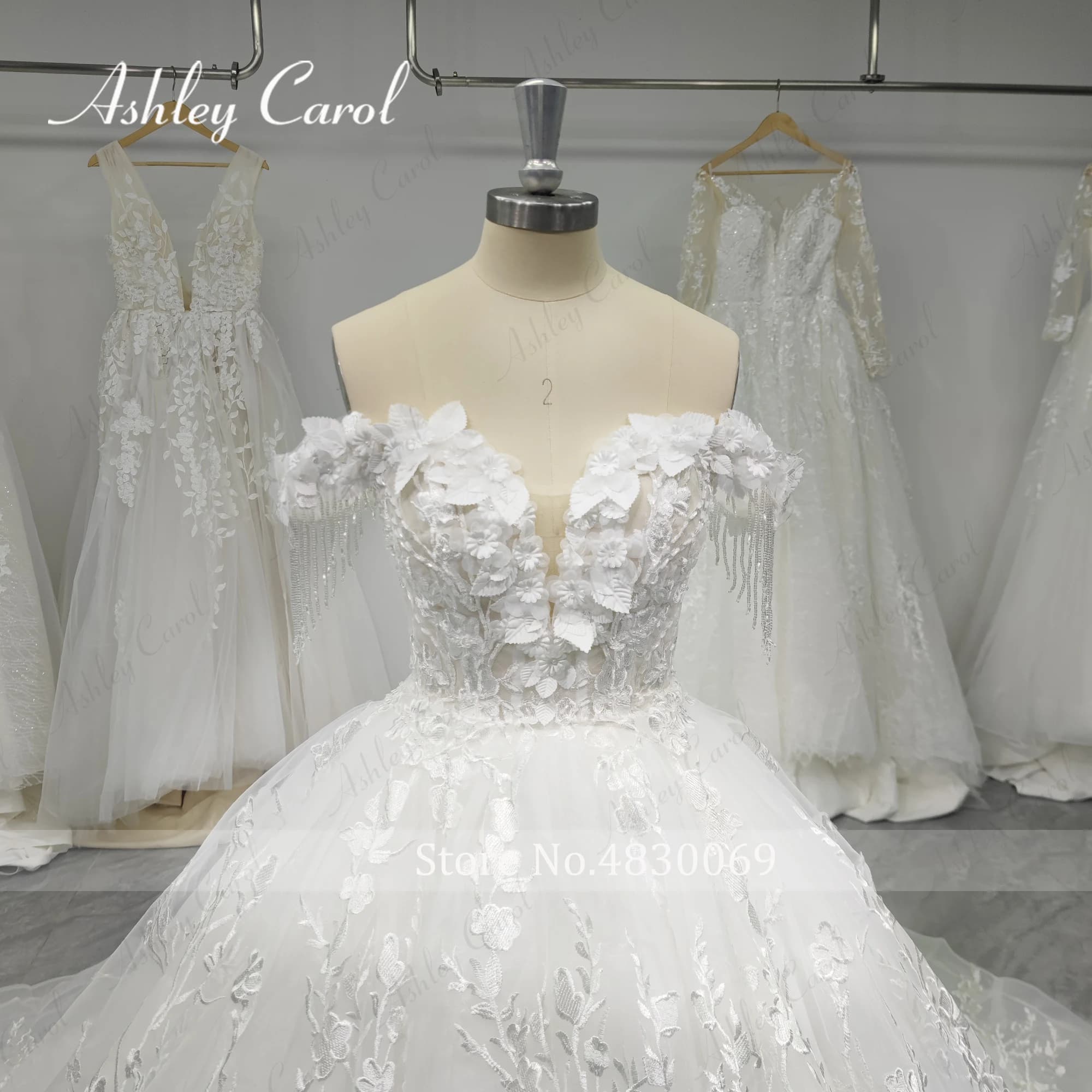 Ashley Carol robe De mariée trapèze pour femmes photos réelles chérie perles fleurs broderie robe De mariée robes De Novia