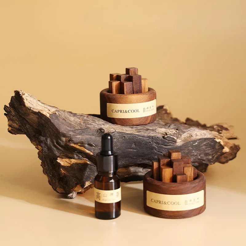 Encens parfumé huile essentielle naturelle aromathérapie avec compte-gouttes en verre bâtons de bois de noyer noir parfum désodorisant de voiture