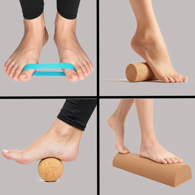 Planche d'équilibre en liège pour chevilles, planche d'équilibre premium en liège, rouleau de massage pour pieds, design demi-rond, équipement de yoga et de Pilates