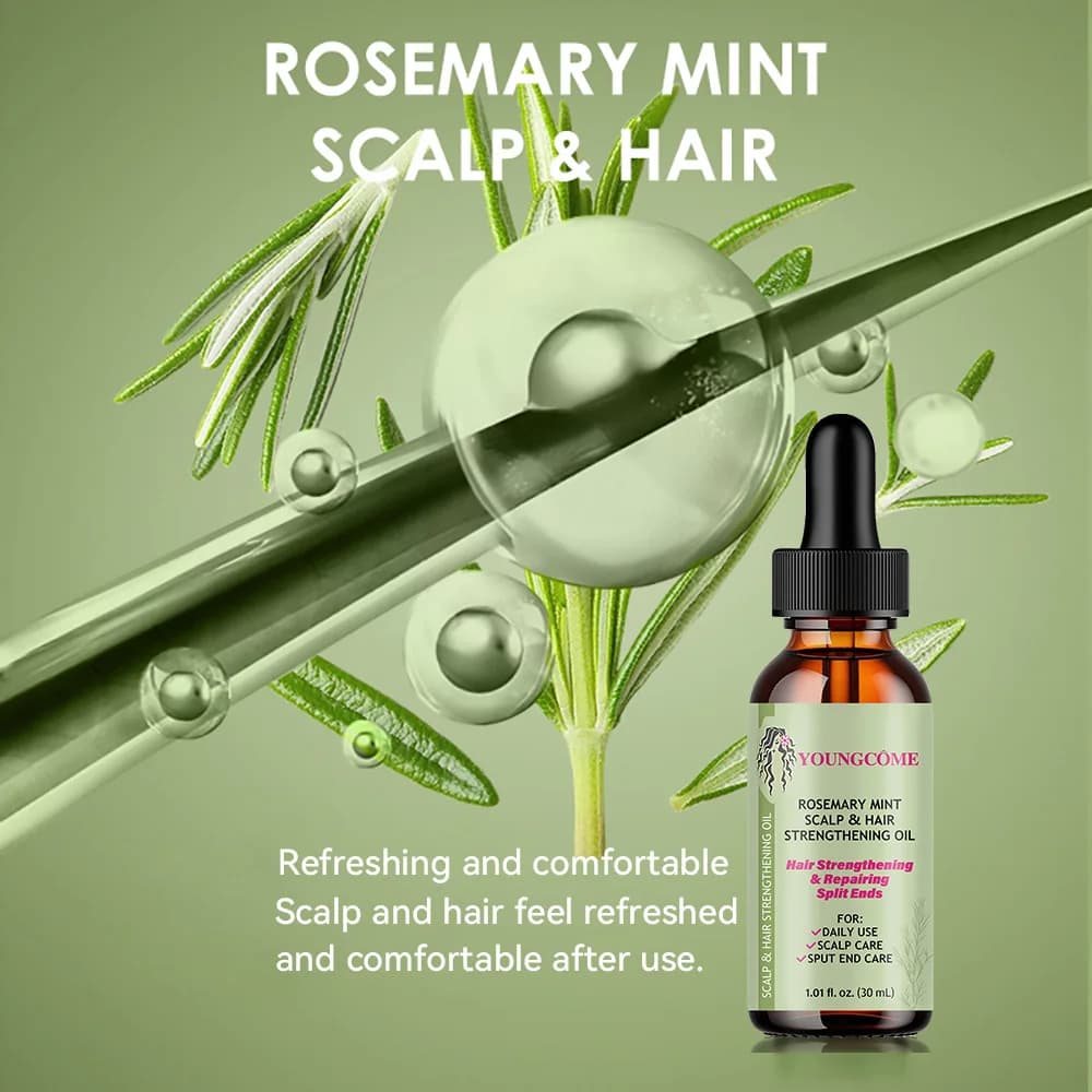 Huile essentielle de soin capillaire au romarin, nourrit, répare les fentes, sèche tous les Types, améliore la qualité des cheveux, rendant les cheveux plus lisses, plus brillants