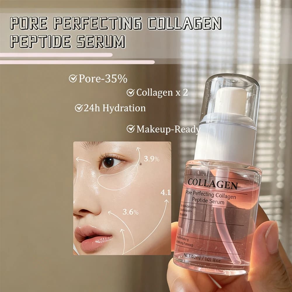 Sérum au collagène et aux peptides pour affiner les pores