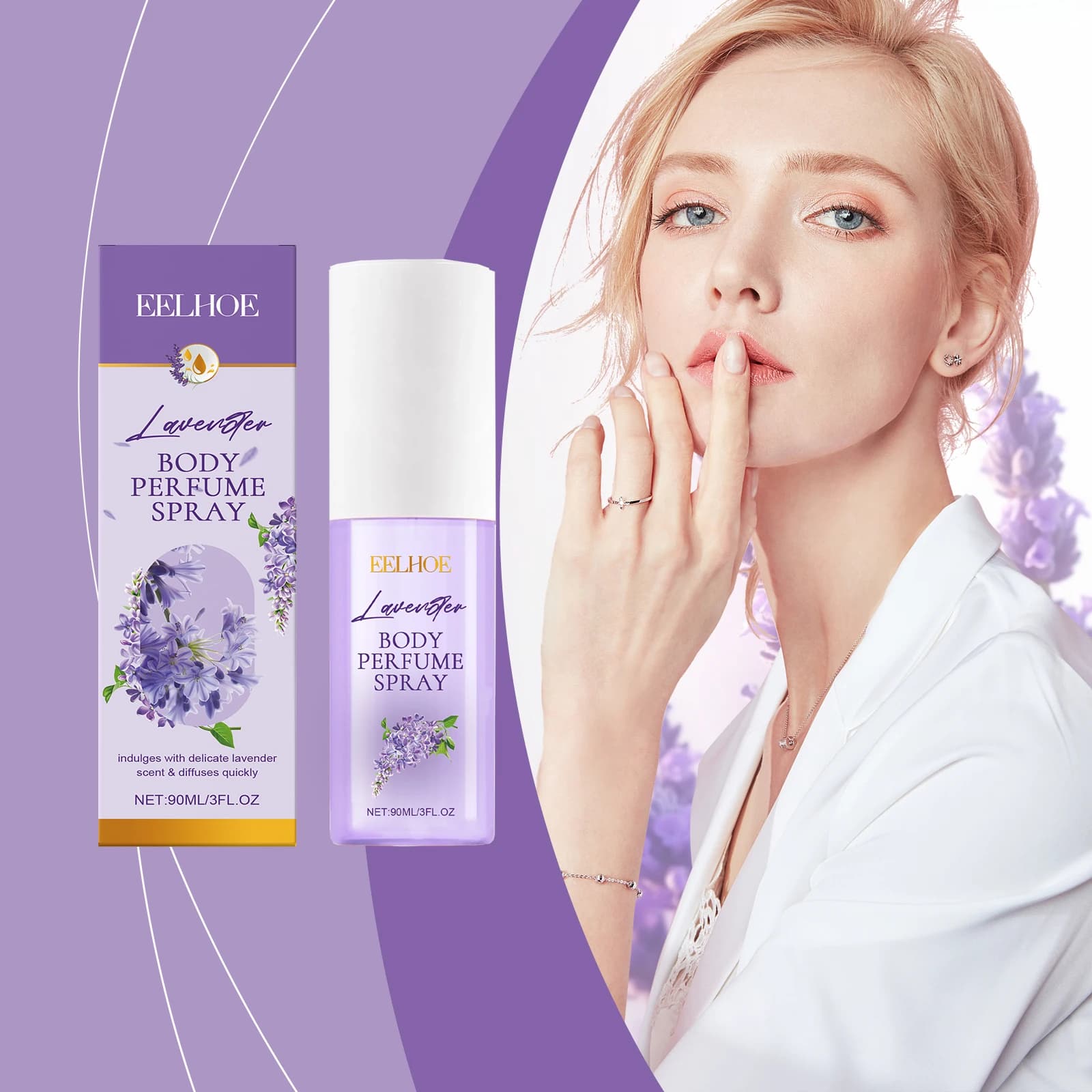 EELHOE Spray d'aromathérapie pour le corps à la lavande feuilles parfum durable parfum de lavande agréable parfum de fleur fraîche Spray