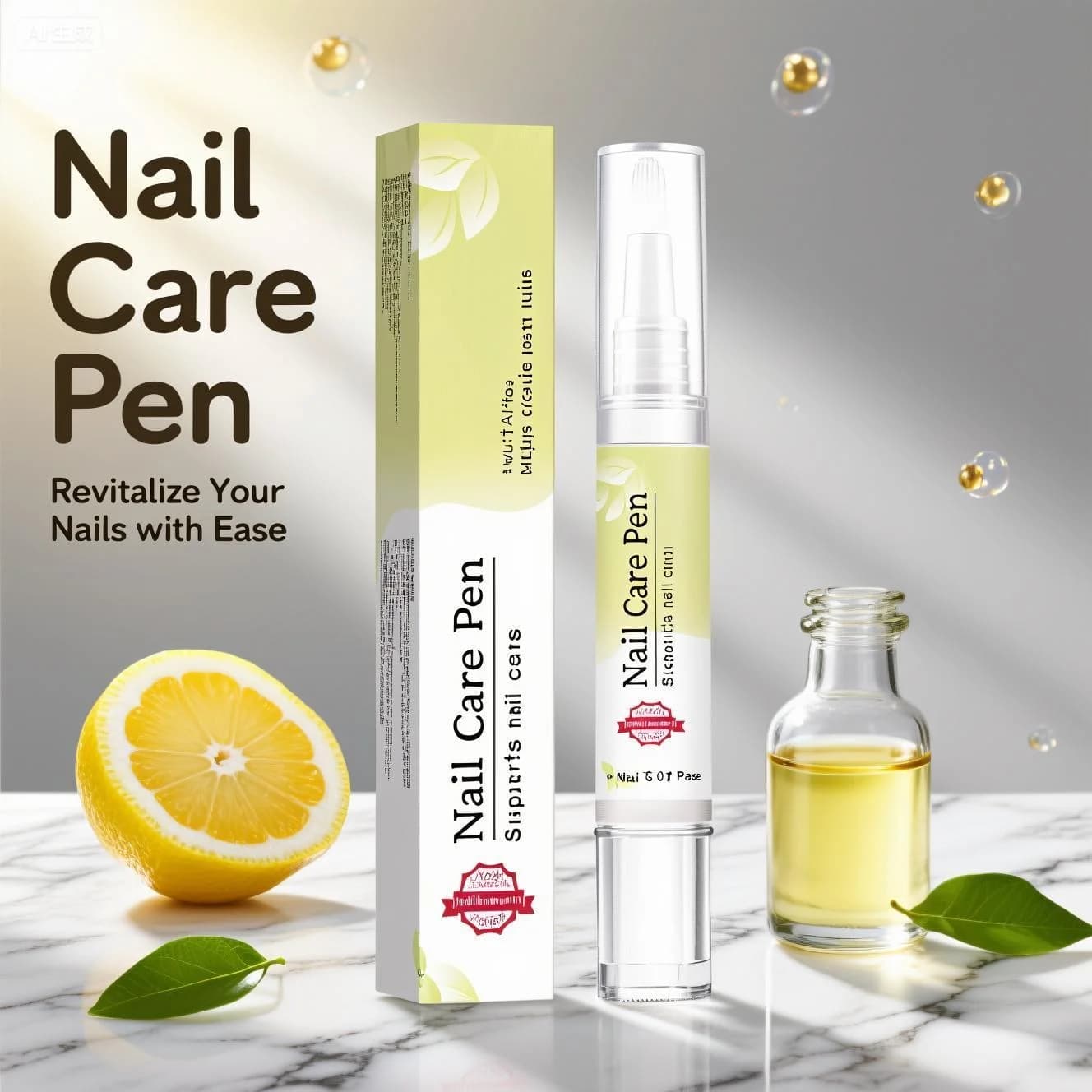 Stylo fortifiant et revitalisant pour ongles 4ml - Formule à l'huile d'arbre à thé et de ricin pour ongles décolorés, protection et santé des cuticules.