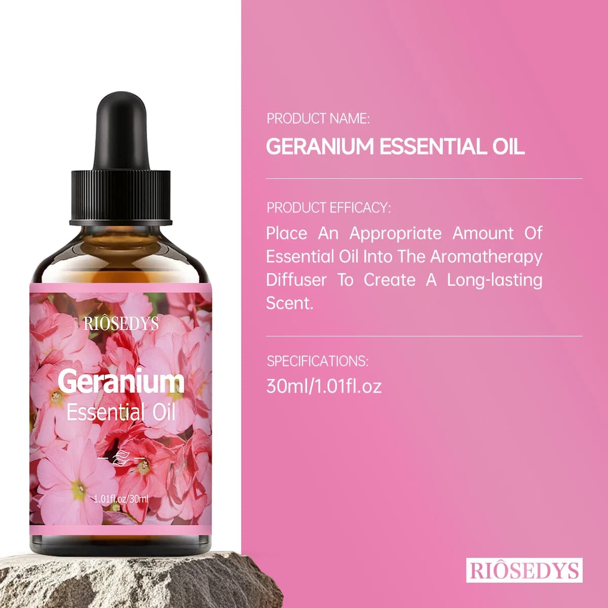 Huile essentielle de géranium, parfum naturel, convient aux massages corporels, aux soins capillaires et aux diffuseurs.