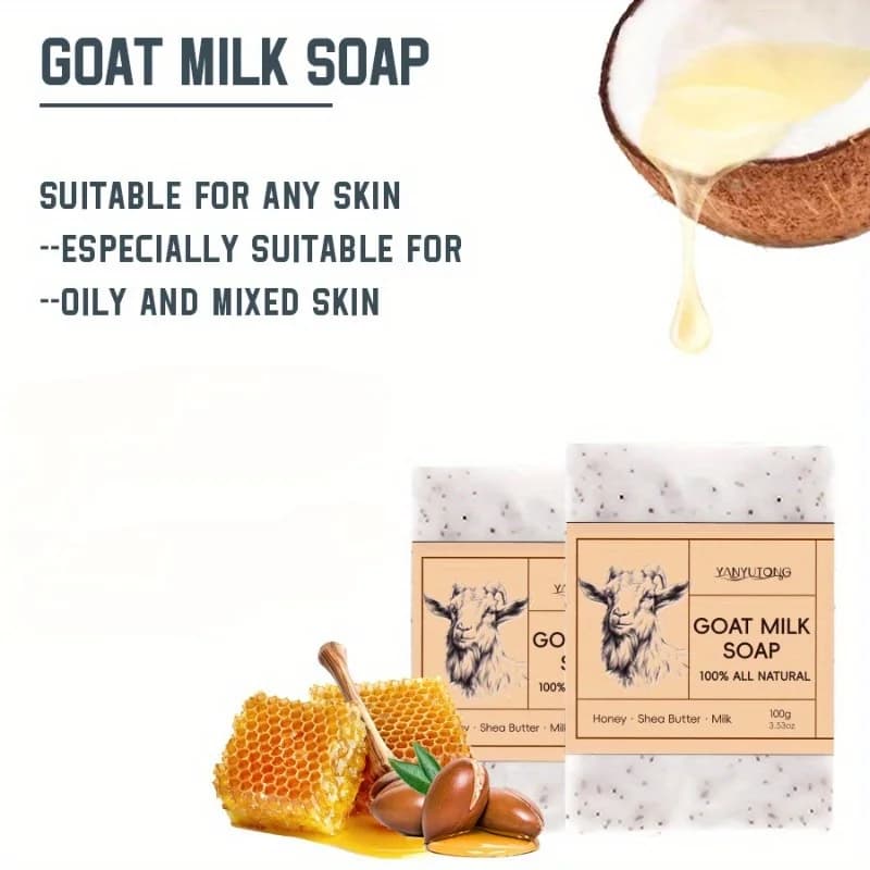 Savon au lait de chèvre 100g, nettoie la peau, nettoie et fait prendre un bain aux peaux, adapté à tous les types de peau