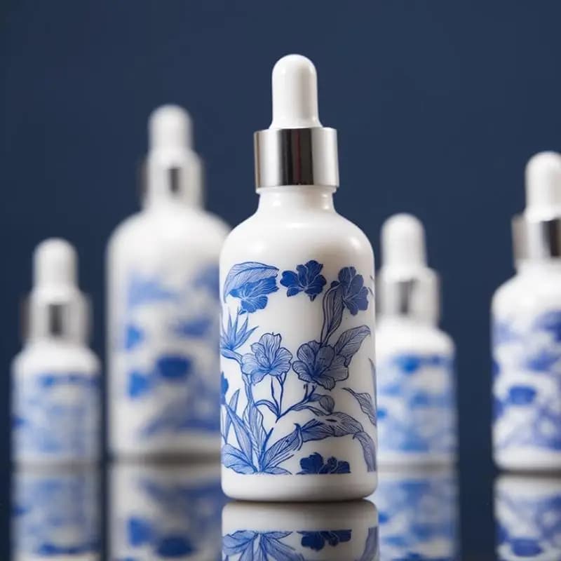 Flacons compte-gouttes en céramique bleue et blanche de 10/15/30 ml pour huiles essentielles, étanches et conçus pour le voyage