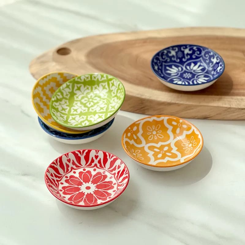 Assiettes à vinaigre en céramique bohème, plat d'assaisonnement pour Barbecue, Sashimi trempé, Sushi, Snack au soja, assiettes à Dessert aux fruits, vaisselle