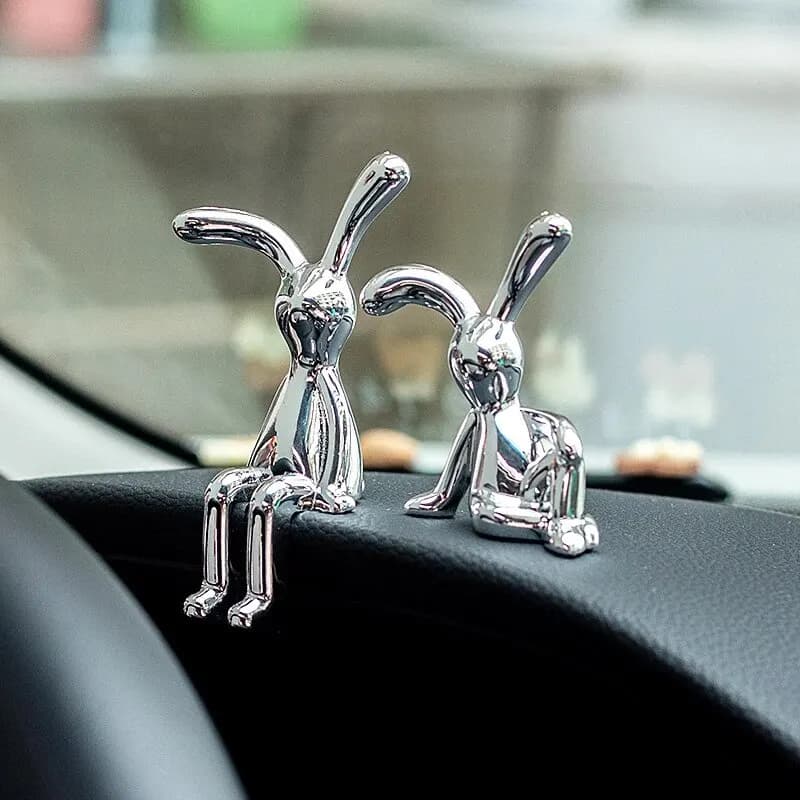 Double Statue de lapin à longues oreilles