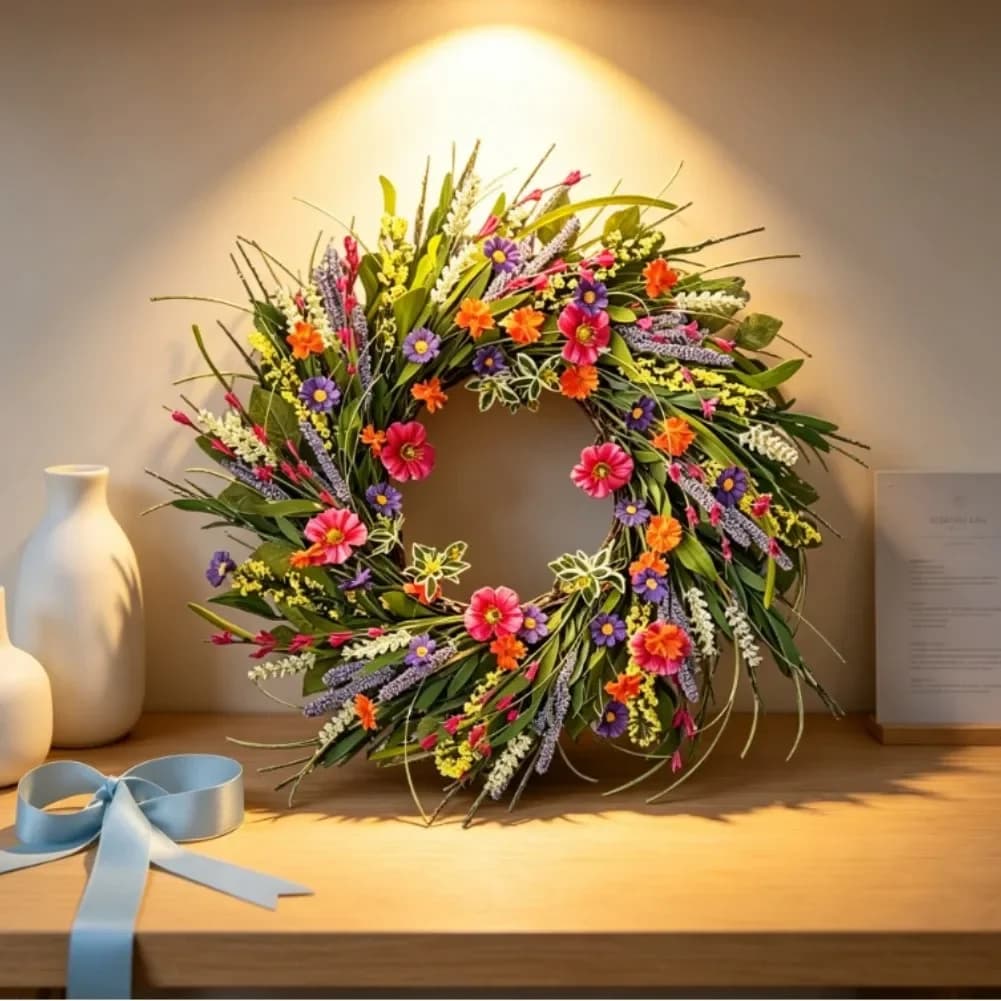 Guirlande de fleurs de printemps : - Décoration élégante pour la maison, pour un look frais, pour les fêtes, la décoration intérieure, la décoration extérieure