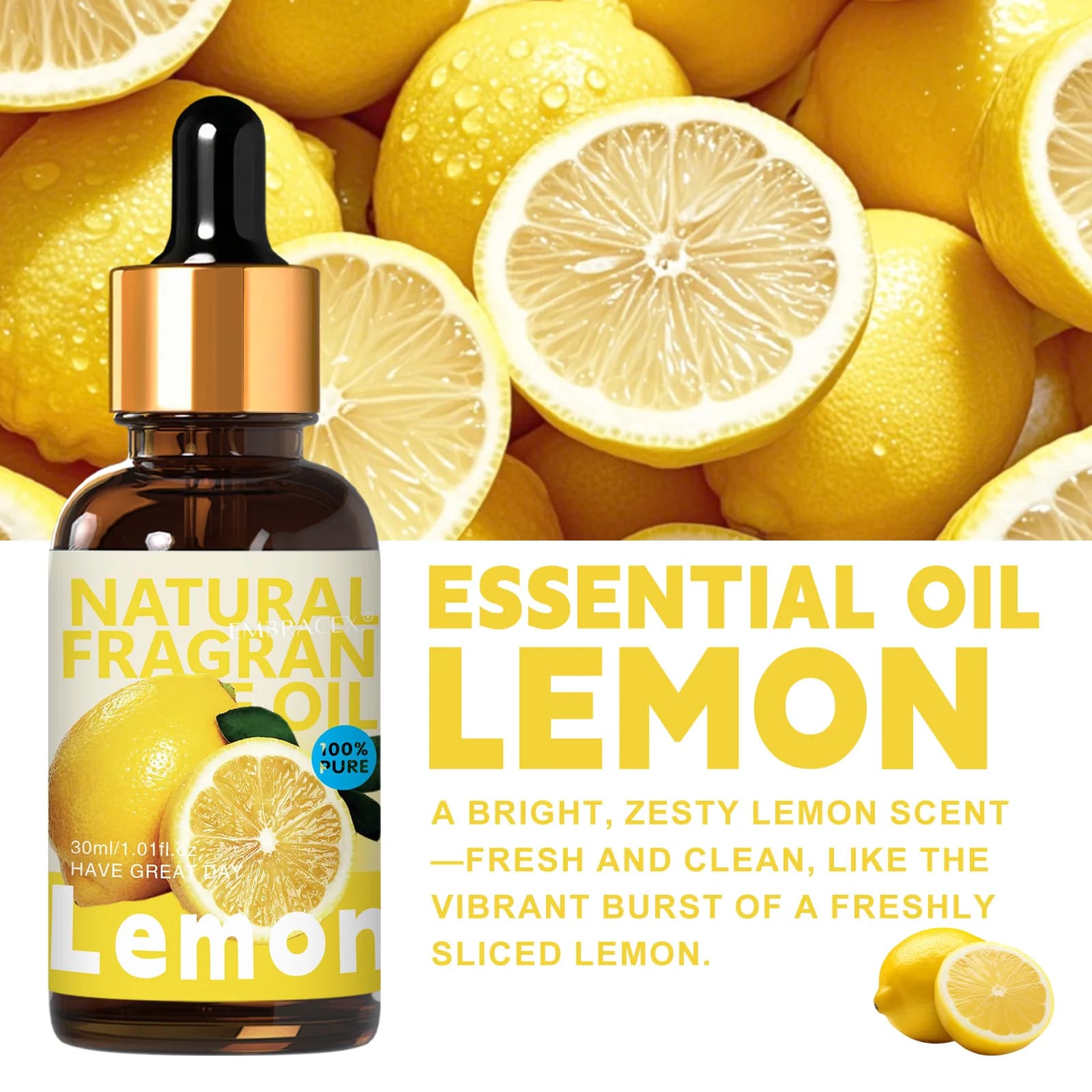 Huile essentielle de citron 30ml, désodorisant pour voiture, projets de bricolage, fabrication de bougies, huile parfumée aux fruits, parfum longue durée, cadeau pour amis