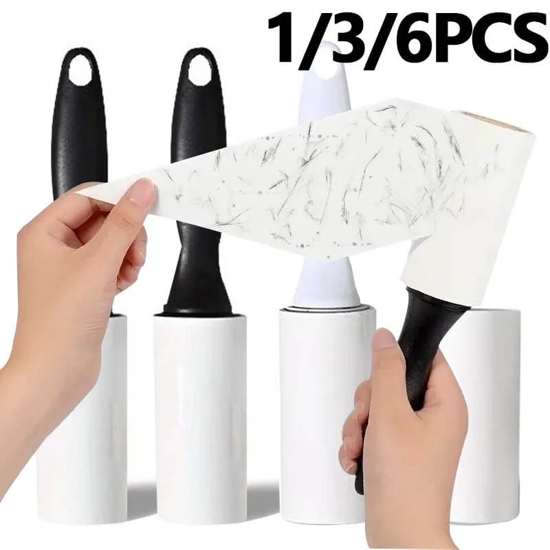 Ensemble de rouleaux anti-peluches robustes 1/3/6 pièces |   Rouleau avec feuilles adhésives pour une forte adhérence sur les vêtements, les tapis, les canapés |   Idéal pour les propriétaires d'anima
