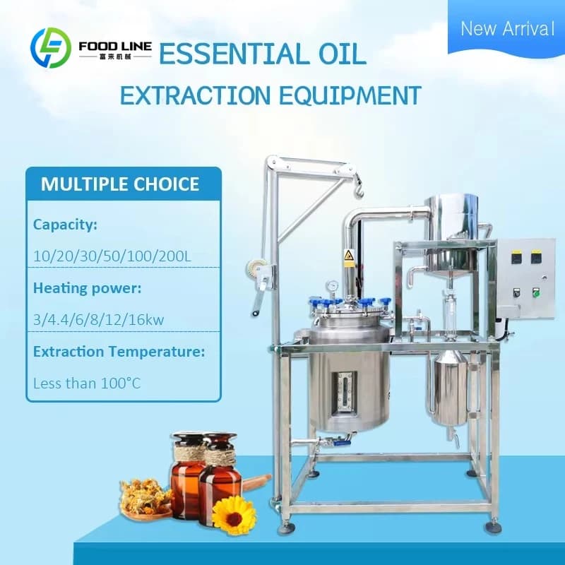 Nouvelle Machine d'extraction d'huile essentielle de 10 à 200 litres de distillation de vapeur