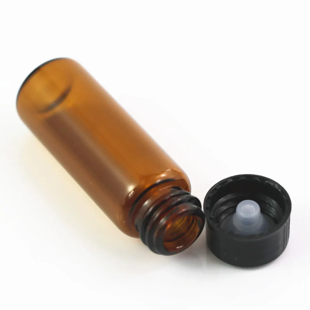 10X 30x 50x 1/2/3/5ML Mini flacon en verre ambré avec bouchons coniques à vis