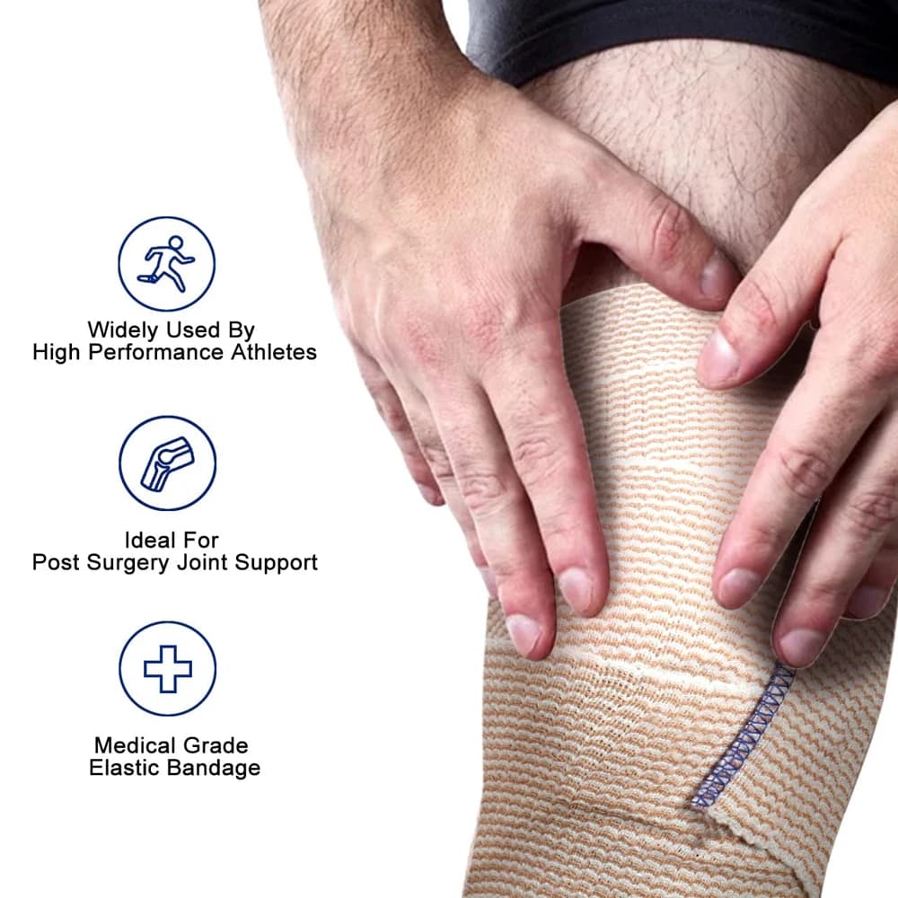 1 rouleau de bandage élastique de qualité supérieure, enveloppe de bandage de compression sans latex de coton avec fermeture automatique, support et premiers secours pour le sport