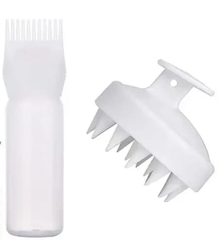 Distributeur d'huile capillaire, bouteille applicateur de peigne à racines, distributeur d'huile capillaire réutilisable, masseur de cuir chevelu, brosse de shampoing, outil de teinture pour cheveux