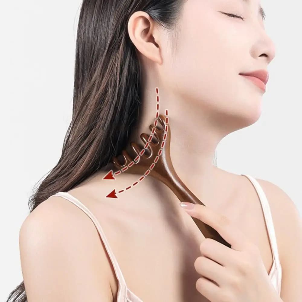 Peigne de Massage méridien relaxant du cuir chevelu, 5 pièces, bois de santal, Circulation sanguine, antistatique, cheveux lisses