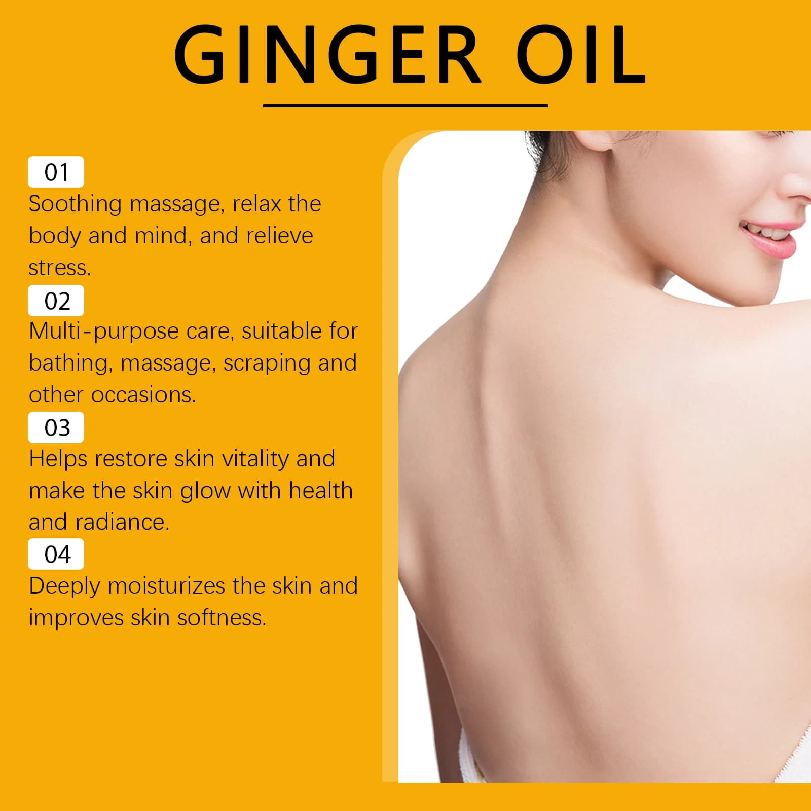 Huile Essentielle de Massage au Gingembre 100ml – Soin Quotidien Raffermissant pour le Corps