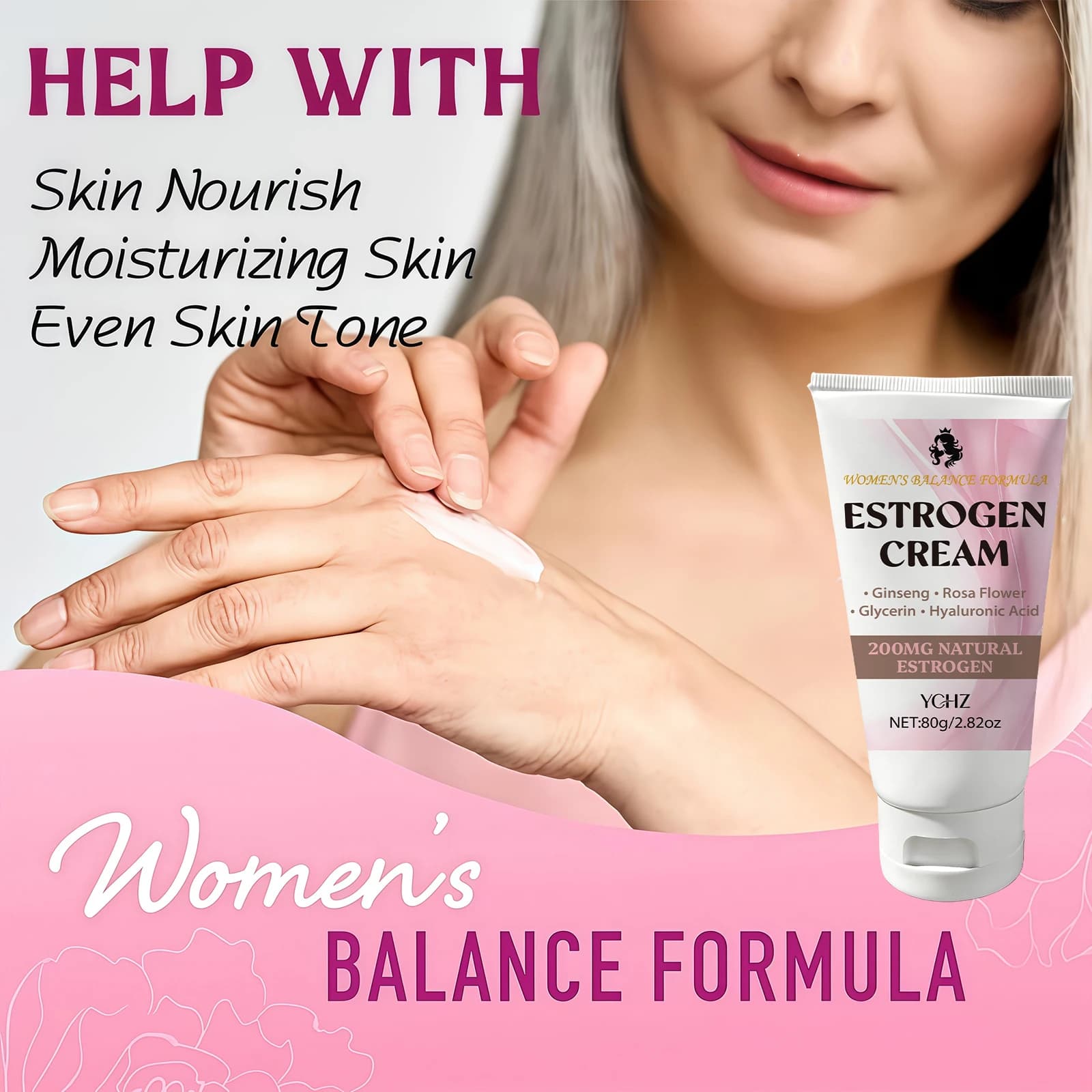Crème à l'œstrogène pour femmes - œstrogène naturel, contenant du ginseng, du cohosh noir, du thé vert et du calendula - soin corporel doux et délicat