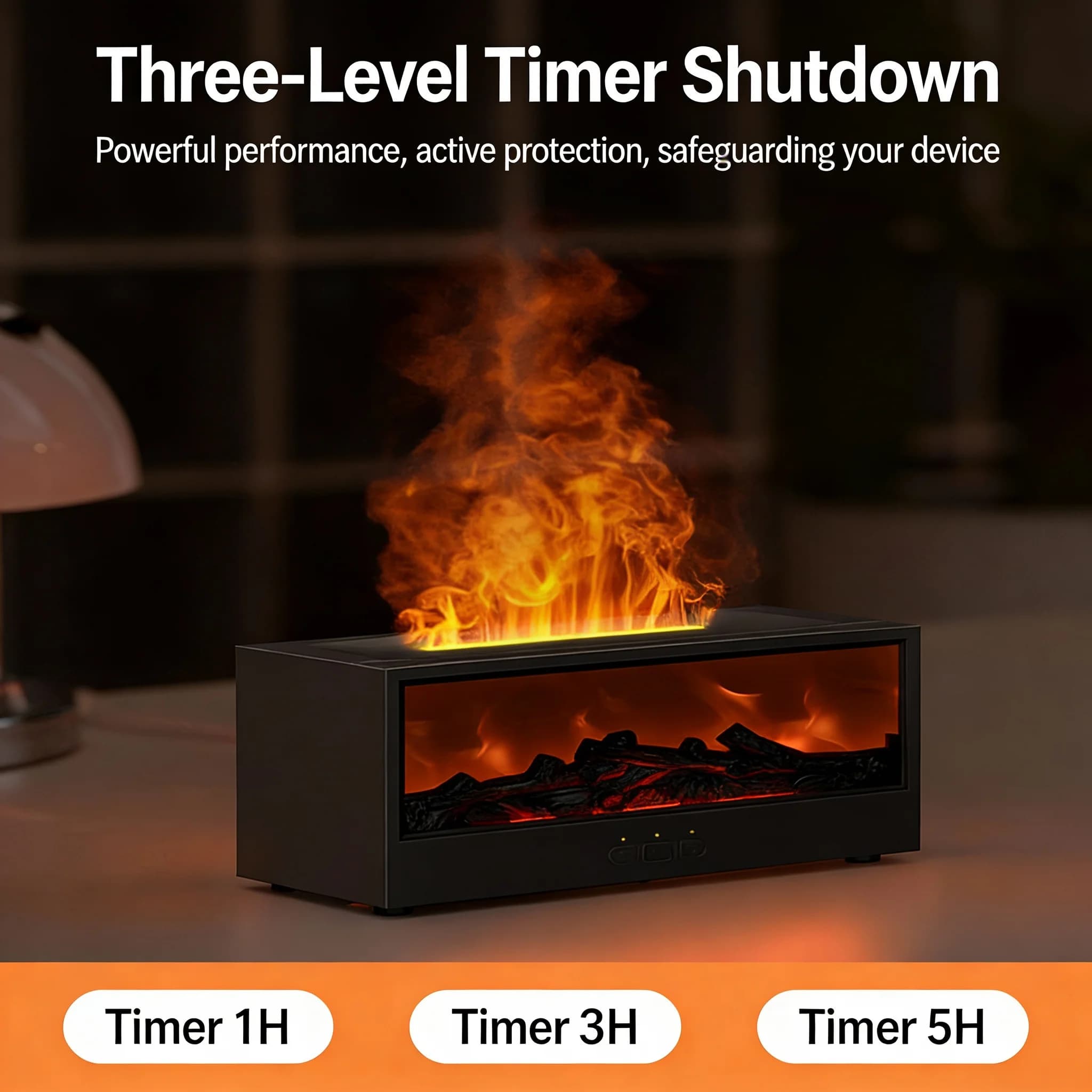 Diffuseur d'huiles essentielles 7 couleurs, diffuseur d'arôme de flamme de cheminée, humidificateur d'air USB avec télécommande pour chambre à coucher, maison, bureau