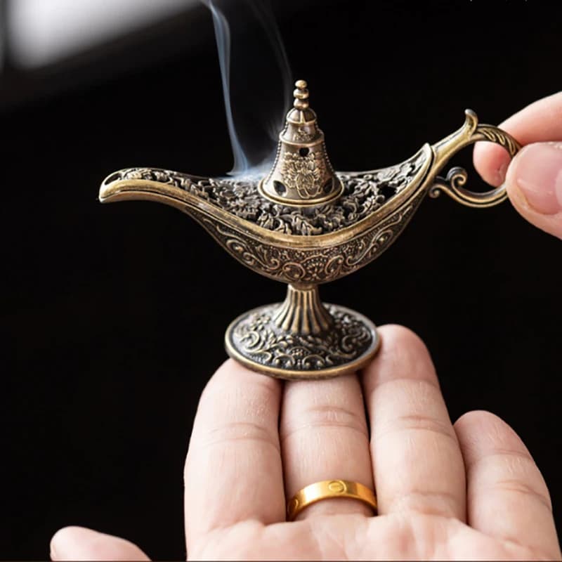 Brûleur d'encens en métal de style antique, porte-bougie parfumée ou non parfumée, décoration d'intérieur, cadeau, brûleur d'encens arabe