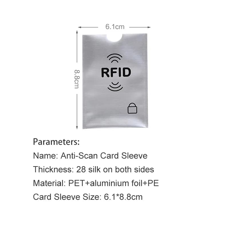 10 pièces Anti-Scan manchon de carte Anti-magnétique Anti-vol Anti RFID/NFC numérisation feuille d'aluminium sécurité carte bancaire porte-carte d'identité