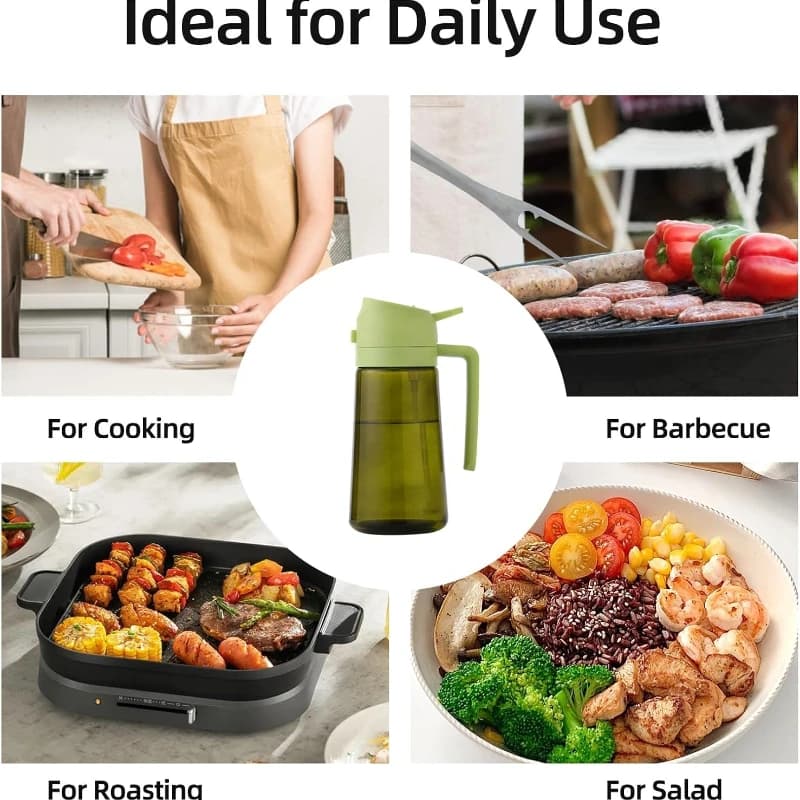 Distributeur d'huile d'olive en plastique pour accessoires de cuisine, accessoires pour friteuse à air, pulvérisateur d'huile d'olive, anti-reflet vert foncé