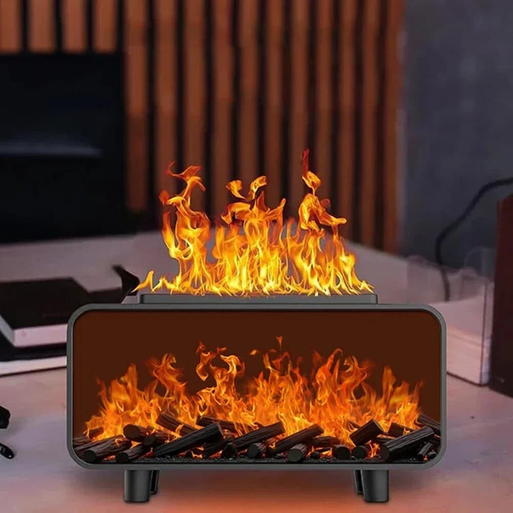 Diffuseur d'huiles essentielles de flamme de cheminée avec humidificateur, lumières LED à couleur changeante, arrêt automatique sûr pour la maison