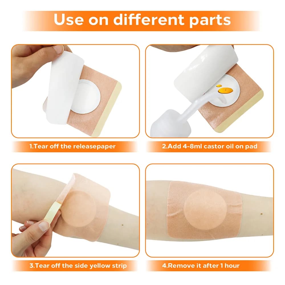 Patchs d'huile de ricin jetables en coton biologique, tampons auto-adhésifs pour nombril, Anti-fuite, respirants, 50/30/10 pièces