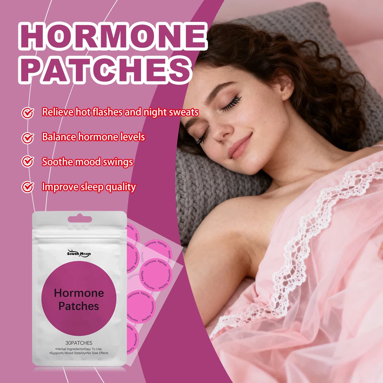 Patchs transdérmiques pour l'équilibre de l'hormone, 30/60/90 pièces, améliore la Fatigue, les balançoires d'humeur, soulage la ménopause, les femmes, patchs de soutien hormonal