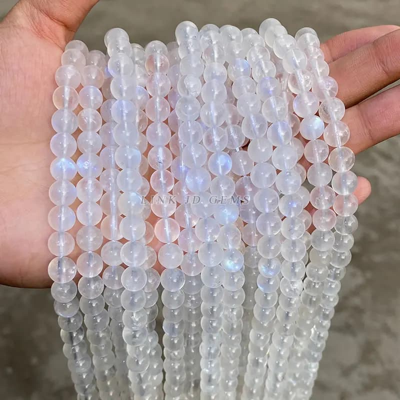 Pierre de lune naturelle, perles rondes lisses, 4mm, 5mm, 6mm, 8mm, 9mm, bleue brillante, pour la fabrication de bijoux à bricoler soi-même, vente en gros