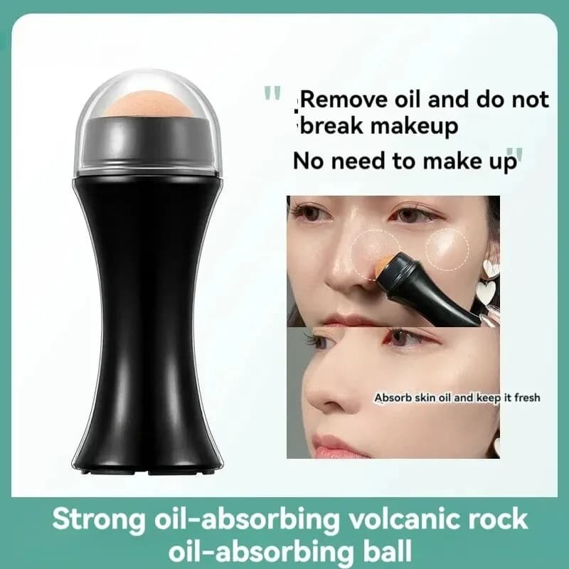 Rouleau facial absorbant l'huile volcanique-outil de buvard d'huile réutilisable Portable, pierre de lave naturelle pour le contrôle de la brillance et la peau mate, Mak