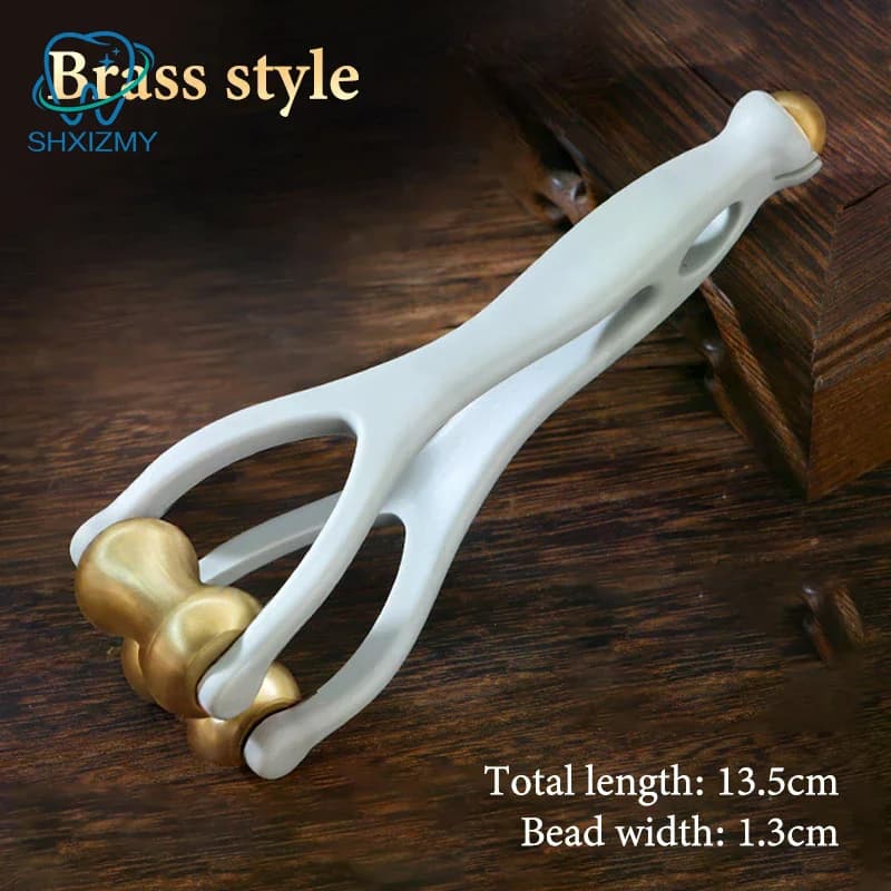 Massage des doigts rouleau à double rangée conception de rouleau en laiton utilisation facile soulager la Fatigue des doigts favoriser le sang outil de Massage des doigts Portable