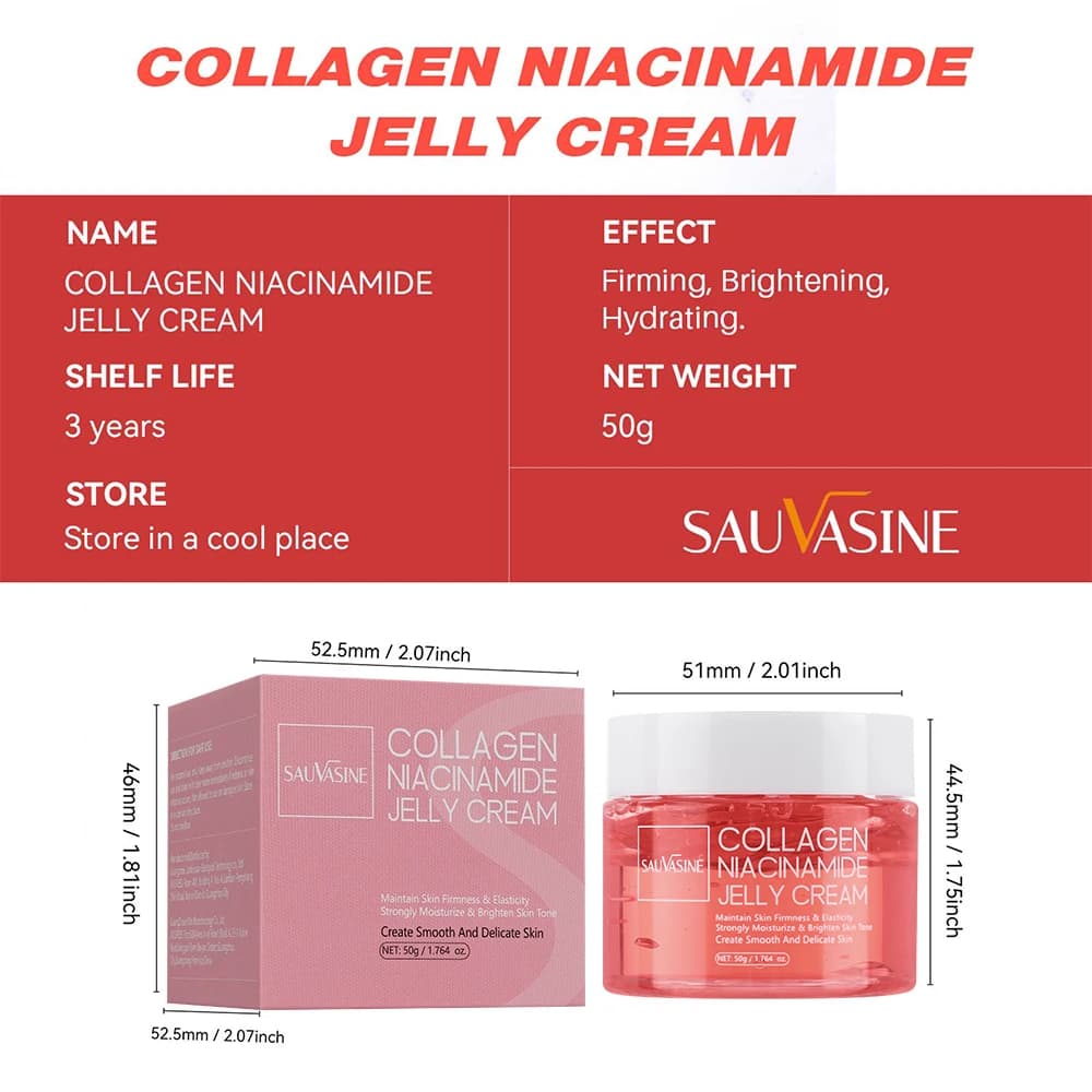 Crème à la gelée de collagène, Niacinamide et collagène hydrolysé, renforce la barrière cutanée, hydratant durable, soins pour le visage