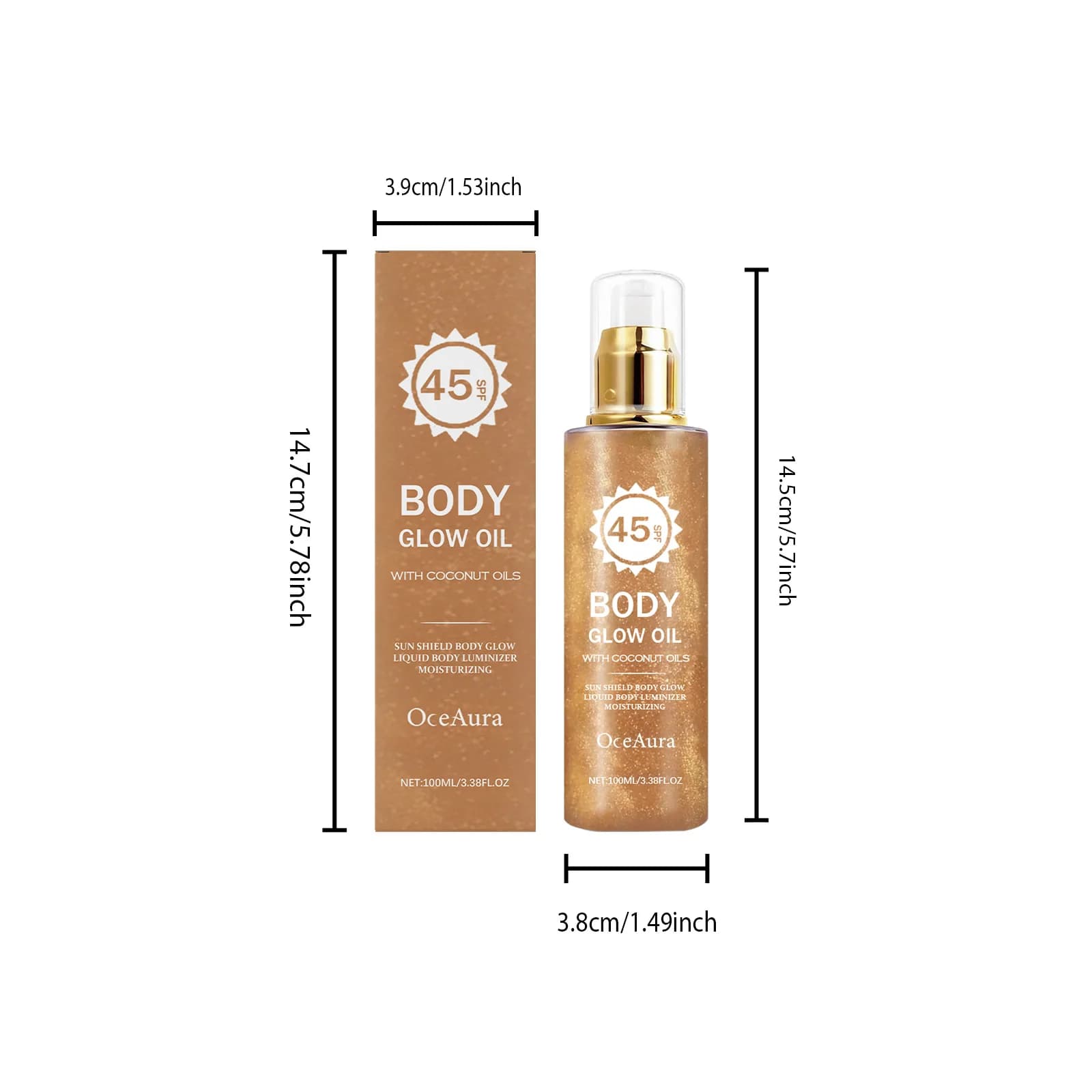 Huile Corporelle Scintillante à la Noix de Coco avec Protection Solaire UV, Huiles Solaire Légères et Imperméables, Non Grasses, pour la Plage, l'Été et les Activités de Plein Air