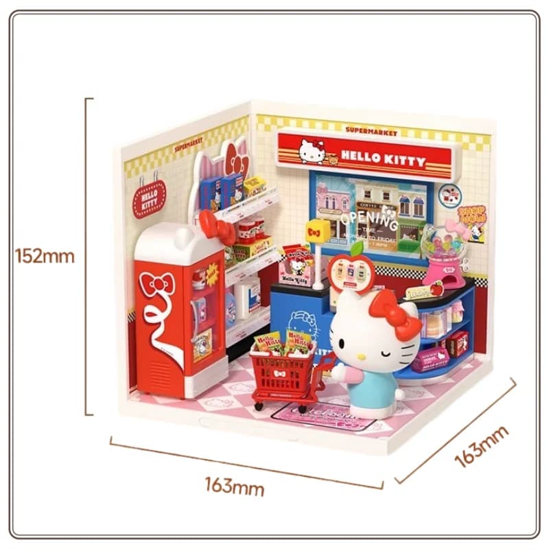 Nouveau Rolife Sanrio Super monde Hello Kitty scène boîte aveugle bébé maison assemblage jouet créatif ornement cadeau femme Surprise cadeau