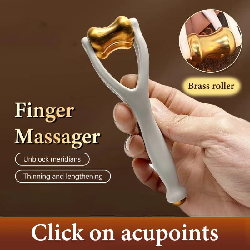 Outil de massage des doigts portable et pratique, rouleau double rangée en laiton, pour soulager la fatigue et favoriser la circulation sanguine